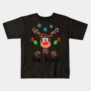 Be Kind Autism Awareness Reindeer Hippie Christmas Gift Kids T-Shirt